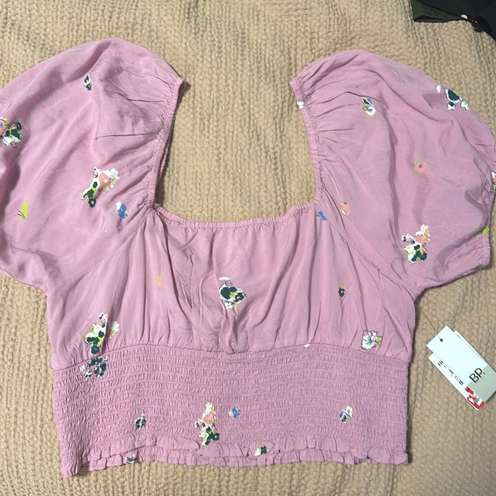 NWT Nordstrom BP Purple Floral Top Size L